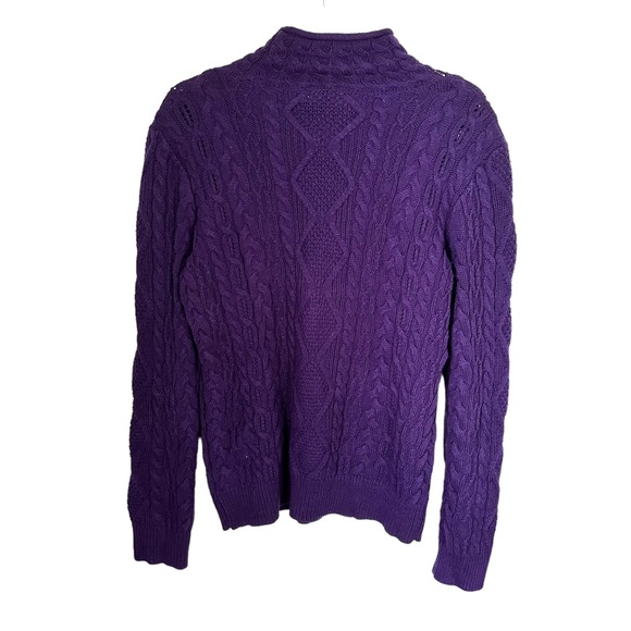 LRL Ralph Lauren Jeans Womens Sz L Purple Cable Knit Pullover Rollneck Sweater - Picture 5 of 6
